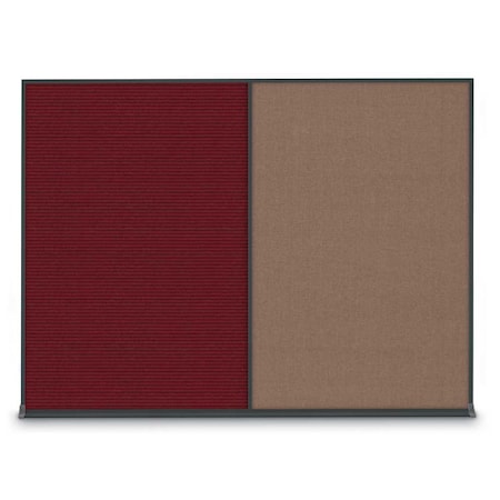 United Visual Products Double Door Radius Corkboard, 60"X36", B UV8004-BLACK-BLACK